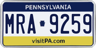 PA license plate MRA9259