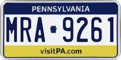 PA license plate MRA9261