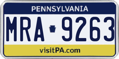 PA license plate MRA9263