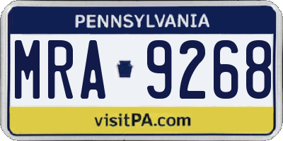 PA license plate MRA9268