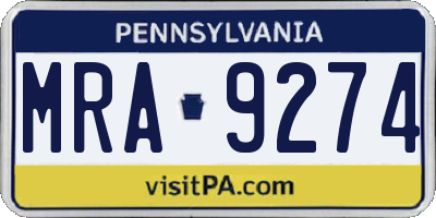PA license plate MRA9274