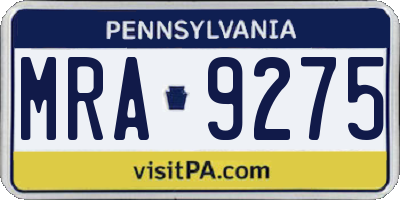 PA license plate MRA9275