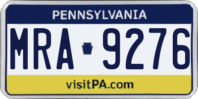 PA license plate MRA9276