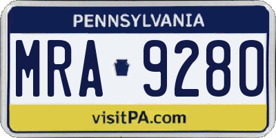PA license plate MRA9280
