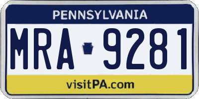 PA license plate MRA9281