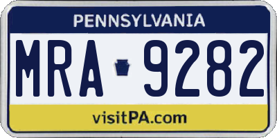 PA license plate MRA9282