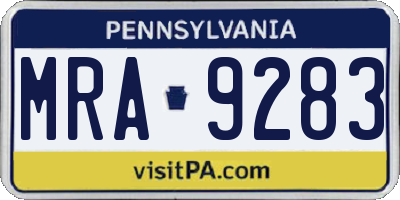 PA license plate MRA9283