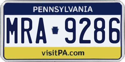 PA license plate MRA9286