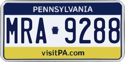 PA license plate MRA9288