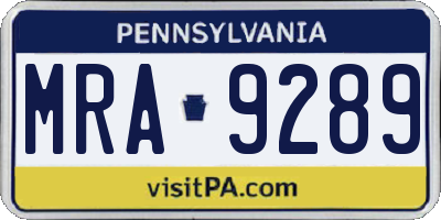 PA license plate MRA9289