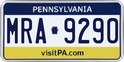 PA license plate MRA9290