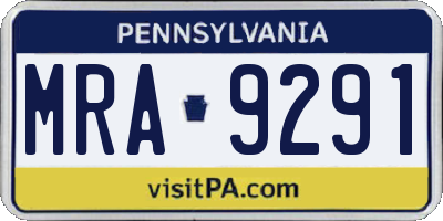 PA license plate MRA9291