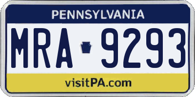 PA license plate MRA9293