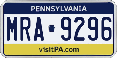 PA license plate MRA9296