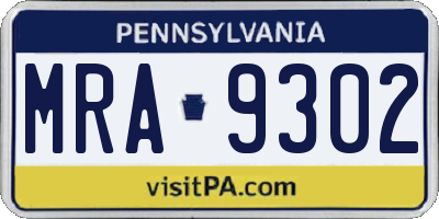 PA license plate MRA9302