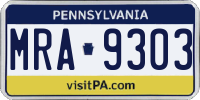 PA license plate MRA9303
