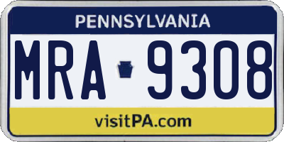 PA license plate MRA9308