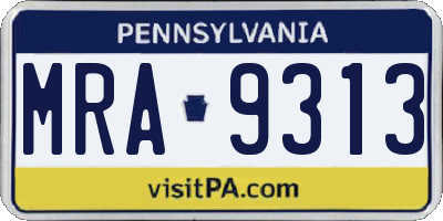 PA license plate MRA9313