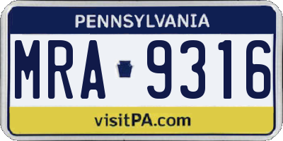 PA license plate MRA9316