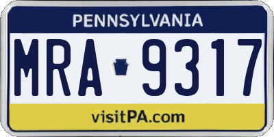 PA license plate MRA9317