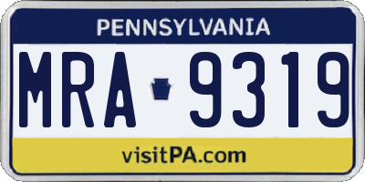 PA license plate MRA9319