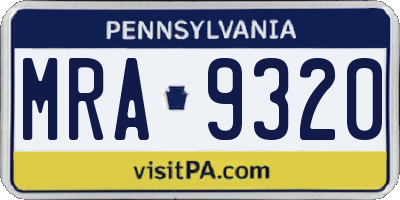 PA license plate MRA9320