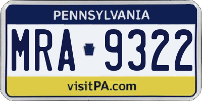 PA license plate MRA9322