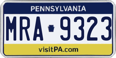 PA license plate MRA9323