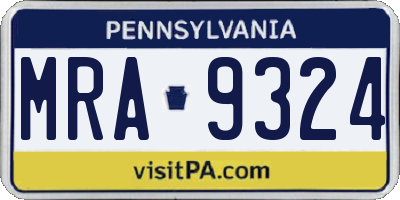 PA license plate MRA9324