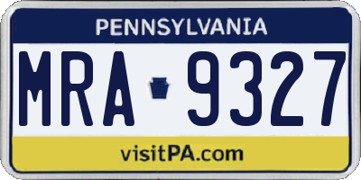 PA license plate MRA9327