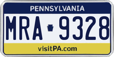 PA license plate MRA9328