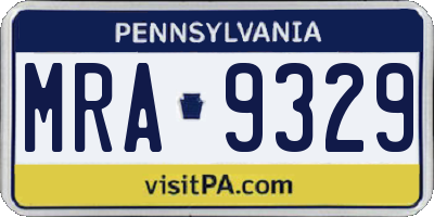PA license plate MRA9329