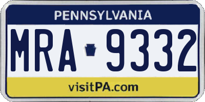 PA license plate MRA9332