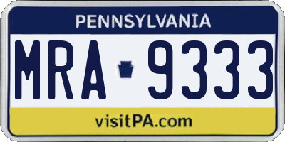 PA license plate MRA9333