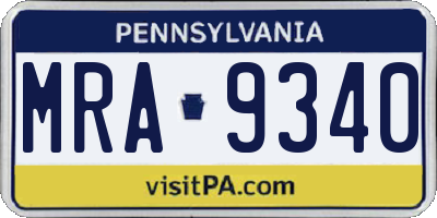 PA license plate MRA9340