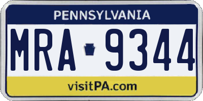 PA license plate MRA9344
