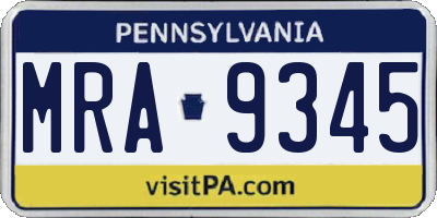 PA license plate MRA9345