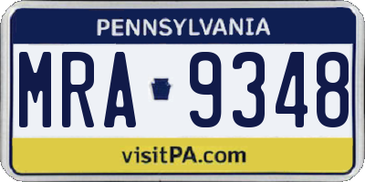 PA license plate MRA9348