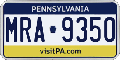 PA license plate MRA9350
