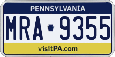PA license plate MRA9355