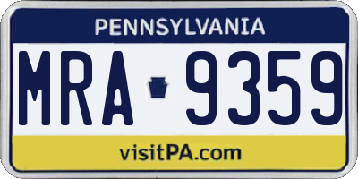 PA license plate MRA9359