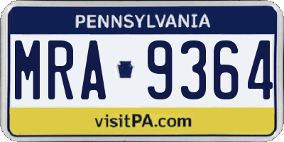 PA license plate MRA9364