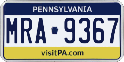 PA license plate MRA9367