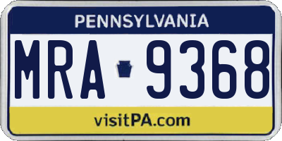 PA license plate MRA9368