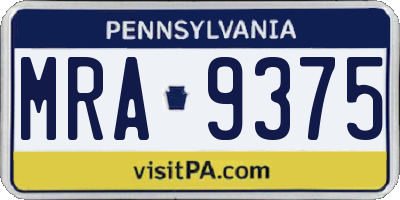 PA license plate MRA9375