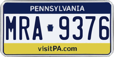 PA license plate MRA9376