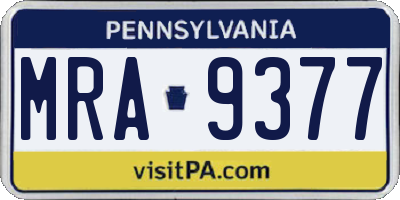 PA license plate MRA9377