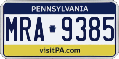 PA license plate MRA9385