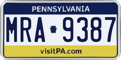 PA license plate MRA9387
