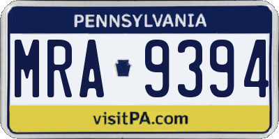 PA license plate MRA9394